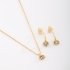 CJS-00123 ONJUNTO BANHADO A OURO 18K COM DESIGN DELICADO E CHEIO DE COR,COLAR COM PINGENTE DE GATO CRAVEJADO COM PEDRAS COLORIDAS