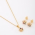CJS-00136 CONJUNTO BANHADO A OURO 18K COM FORMATO DE FLOR CRAVEJADO