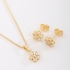 CJS-00136 CONJUNTO BANHADO A OURO 18K COM FORMATO DE FLOR CRAVEJADO