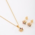CJS-00136 CONJUNTO BANHADO A OURO 18K COM FORMATO DE FLOR CRAVEJADO