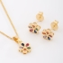 CJS-00136 CONJUNTO BANHADO A OURO 18K COM FORMATO DE FLOR CRAVEJADO