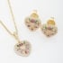 CJX-00053 CONJUNTO BANHADO A OURO 18K COM PINGENTE E BRINCOS EM FORMATO DE CORAÇÃO