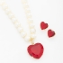 CJX-00158 CONJUNTO COLAR DE PÉROLAS E CORAÇÃO EM ZIRCONIA