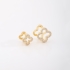 DAC-0032 BRINCO BANHADO A OURO 18K MODELO DUPLO DE TREVO VAZADO