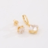 DAQ-00004 BRINCO BANHADO A OURO 18K MODELO DUPLO COM ARGOLA DE CLICK E PONTO DE LUZ QUADRADO