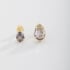 DBF-0006 BRINCO DUPLO BANHADO A OURO 18K COM PEDRA EM FORMATO DE GOTA LAPIDADA