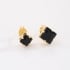 DBF-0009-BRINCO DUPLO BANHADO A OURO 18K COM PEDRA QUADRADA LAPIDADA