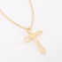 GR-00757 COLAR BANHADO A OURO 18K COM PINGENTE DE CRUZ COM DESIGN VAZADO E TRAÇOS ARREDONDADOS