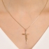 GR-00789 COLAR BANHADO A OURO 18K COM PINGENTE DE CRUZ E DETALHE ESCRITO JESUS COM ZIRCÔNIAS