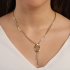 GR-01001 COLAR BANHADO A OURO 18K COM CORRENTE EM ELO GRUMET E DESIGN ESTILO GRAVATINHA