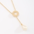 GR-01255 COLAR BANHADO A OURO 18K TIPO GRAVATINHA COM PINGENTE CIRCULAR E PÉROLA