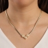 GR-01350 COLAR BANHADO A OURO 18K COM CORRENTE MALHA E DETALHE CENTRAL COM TRÊS PÉROLAS