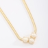 GR-01350 COLAR BANHADO A OURO 18K COM CORRENTE MALHA E DETALHE CENTRAL COM TRÊS PÉROLAS