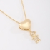 GR-01360 COLAR BANHADO A OURO 18K COM PINGENTE DE CORAÇÃO E MENINO CRAVEJADO