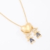 GR-01362 COLAR BANHADO A OURO 18K COM PINGENTE DE CORAÇÃO E DOIS MENINOS CRAVEJADOS