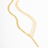 GR-01462 COLAR BANHADO A OURO 18K MODELO GRAVATINHA COM ELO GRUMET DE UM LADO E TRÊS CORRENTES COM MINI PÉROLAS