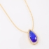 GR-01638 COLAR BANHADO A OURO 18K COM CORRENTE ELO GRUMET E PINGENTE EM FORMATO DE GOTA COM PEDRA CENTRAL