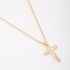 GR-01832 COLAR BANHADO A OURO 18K COM PINGENTE DE CRUZ COM DETALHES EM ZIRCÔNIAS