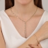 GR-02149 COLAR BANHADO A OURO 18K GRAVATA COM ZIRCÔNIAS EM GOTAS E CORDÃO BAIANO