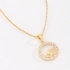 GR-03004 COLAR BANHADO A OURO 18K COM PINGENTE REDONDO EM ZIRCÔNIAS E DETALHE DE CORAÇÕES ENTRELAÇADOS