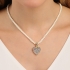 GX-0031 GARGANTILHA BANHADA A OURO 18K COM PÉROLAS E PINGENTE  DE CORAÇÃO