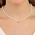 GX-0048 COLAR BANHADO A OURO 18K COM PÉROLAS E PINGENTE DE CORAÇÃO CRAVEJADO