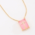 GX-0123 COLAR BANHADO A OURO 18K RETANGULAR E DETALHE DE CRUZ EM ZIRCÔNIA