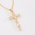 GX-0167 COLAR BANHADO A OURO 18K COM PINGENTE DE CRUZ CRAVEJADO EM ZIRCÔNIAS COM PEDRAS LAPIDADAS