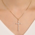 GX-0167 COLAR BANHADO A OURO 18K COM PINGENTE DE CRUZ CRAVEJADO EM ZIRCÔNIAS COM PEDRAS LAPIDADAS