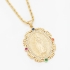 GX-0234 COLAR COM MEDALHA RELIGIOSA DETALHADA EM ZIRCÔNIAS E PEDRAS COLORIDAS