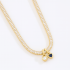 GX-0353 COLAR BANHADO A OURO 18K COM ZIRCÔNIAS BAGUETE ESTILO RIVIERA E PINGENTES EM FORMATO DE CORAÇÃO