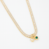 GX-0353 COLAR BANHADO A OURO 18K COM ZIRCÔNIAS BAGUETE ESTILO RIVIERA E PINGENTES EM FORMATO DE CORAÇÃO