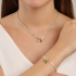 GX-0353 COLAR BANHADO A OURO 18K COM ZIRCÔNIAS BAGUETE ESTILO RIVIERA E PINGENTES EM FORMATO DE CORAÇÃO