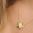 GR-01603 COLAR BANHADO A OURO 18K COM CORRENTE ELO GRUMET E PINGENTE EM FORMATO DE FLOR