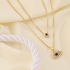 GR-00625 COLAR DUPLO BANHADO A OURO 18K COM CORRENTES VENEZIANAS, SENDO UMA COM PONTO DE LUZ EM ZIRCÔNIA E OUTRA COM OLHO GREGO