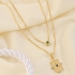 GR-00621 COLAR DUPLO BANHADO A OURO 18K COM CORRENTES VENEZIANAS, SENDO UMA COM PONTO DE LUZ EM ZIRCÔNIA  E OUTRA COM OLHO GREGO