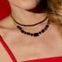 CJ-00292 CONJUNTO COM PEDRAS PRETAS LAPIDADAS EM FORMATO OVAL E RETANGULAR