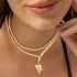 GR-01858 COLAR BANHADO A OURO 18K COM DETALHES EM PÉROLAS E PINGENTE DE CORAÇÃO
