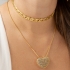 GX-0134 COLAR BANHADO A OURO 18K COM CORRENTE VENEZIANA E PINGENTE EM FORMATO DE CORAÇÃO