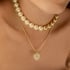 CH-0291 CHOKER BANHADA A OURO 18K COM BOLAS POLIDAS E PÉROLAS