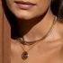 GRM-01631 COLAR BANHADO A OURO 18K COM PINGENTE CIRCULAR E DETALHE CENTRAL BANHADO A RÓDIO