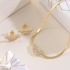 CJ-00064 CONJUNTO BANHADO A OURO 18K COM COLAR DE FITA LAMINADA E PINGENTE DE BORBOLETA CRAVEJADO