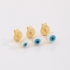 KTBF-0039 TRIO DE BRINCOS BANHADOS A OURO 18K COM OLHO GREGO ESMALTADO
