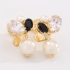 OUTB-16099 BRINCO BANHADO A OURO 18K COM ZIRCÔNIAS OVAIS E DETALHES EM PÉROLAS