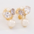 OUTB-16099 BRINCO BANHADO A OURO 18K COM ZIRCÔNIAS OVAIS E DETALHES EM PÉROLAS