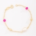 PI-00094 PULSEIRA INFANTIL BANHADA A OURO 18K COM DETALHES EM PÉROLA E PEDRAS COLORIDAS
