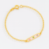 PI-00113 PULSEIRA INFANTIL BANHADA A OURO 18K DETALHE RETANGULAR E CORAÇÕES 