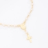 PU-00149 PULSEIRA COM DETALHES EM PÉROLAS E PINGENTE RELIGIOSO E CRUZ