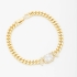 PX-0075 PULSEIRA BANHADA A OURO 18K COM CORRENTE ELO GRUMET E PEDRA CENTRAL CRAVEJADA