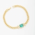 PX-0075 PULSEIRA BANHADA A OURO 18K COM CORRENTE ELO GRUMET E PEDRA CENTRAL CRAVEJADA